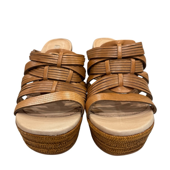 UGG Brown Leather Melinda Wedge Sandals Size 10 - Picture 3 of 11